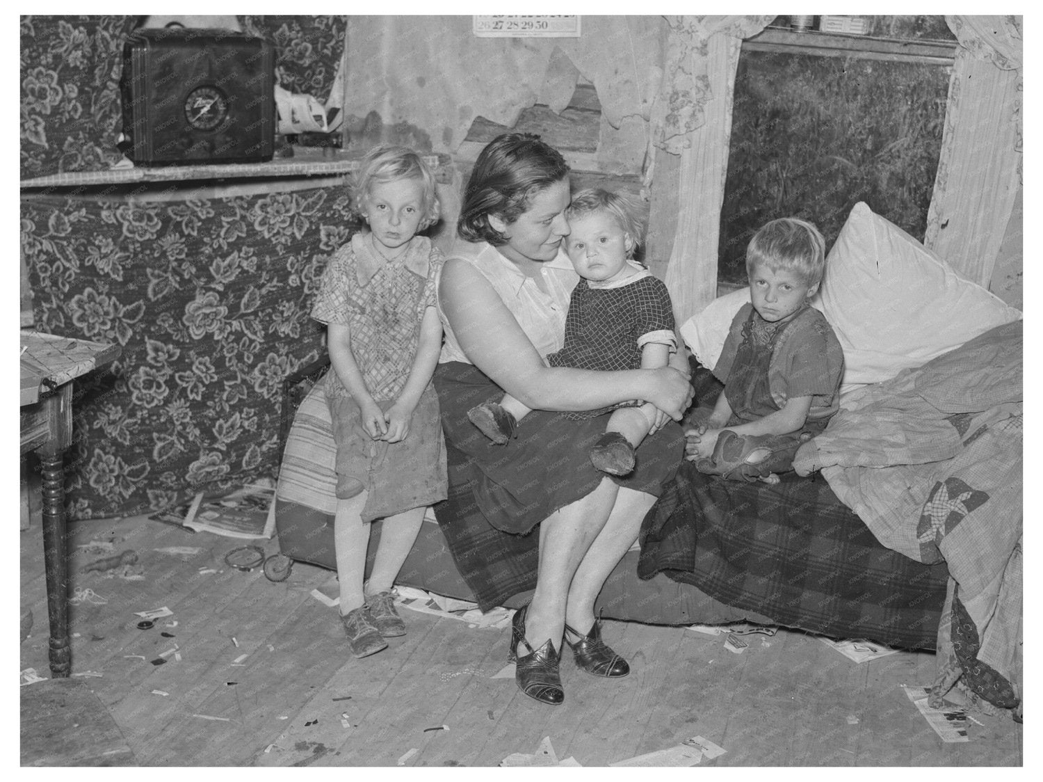 Mother and Children on Cut-Over Farmland Minnesota 1937