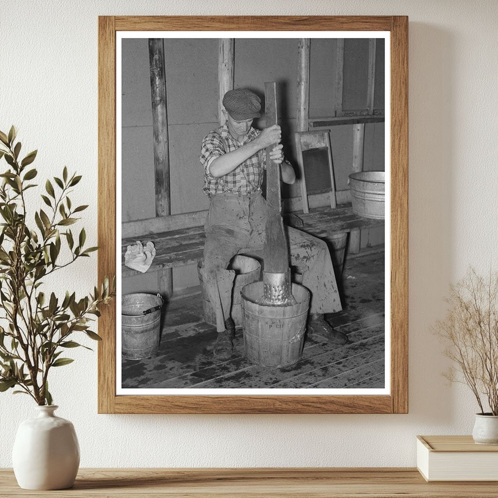 Lumberjack Washing Clothes at Logging Camp Effie Minnesota 1937