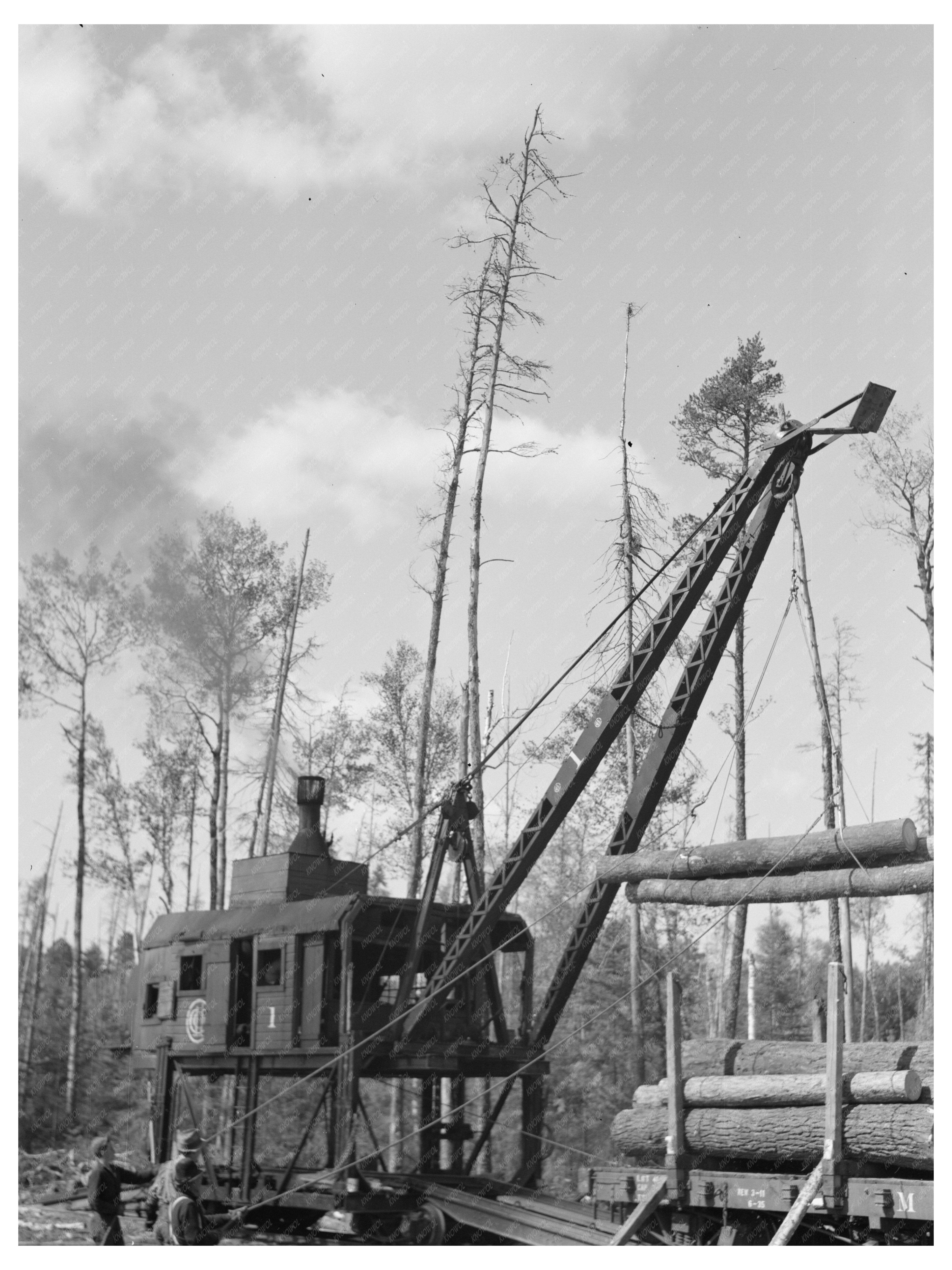 Lumberjacks Loading Logs in Itasca County Minnesota 1937