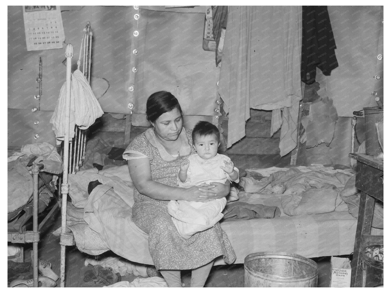 Vintage 1937 Mother and Baby Sugar Beet Workers Photo