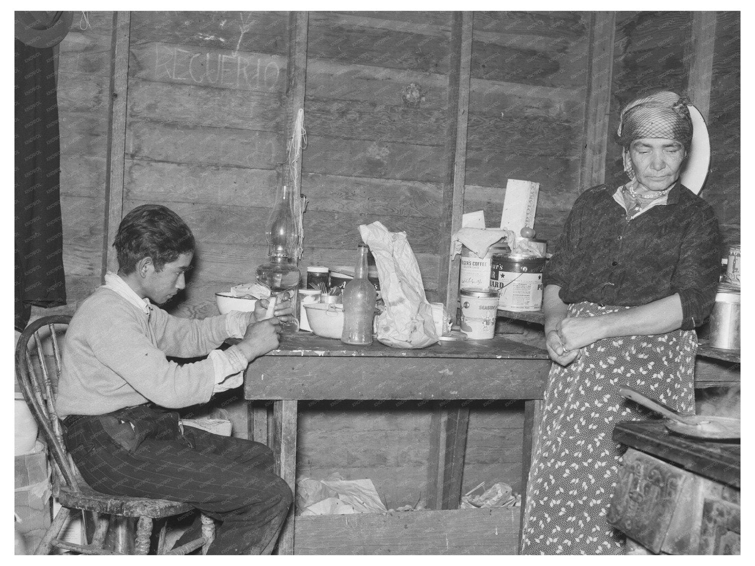 Mother and Son in Fisher Minnesota 1937 Sugar Beet Workers Home