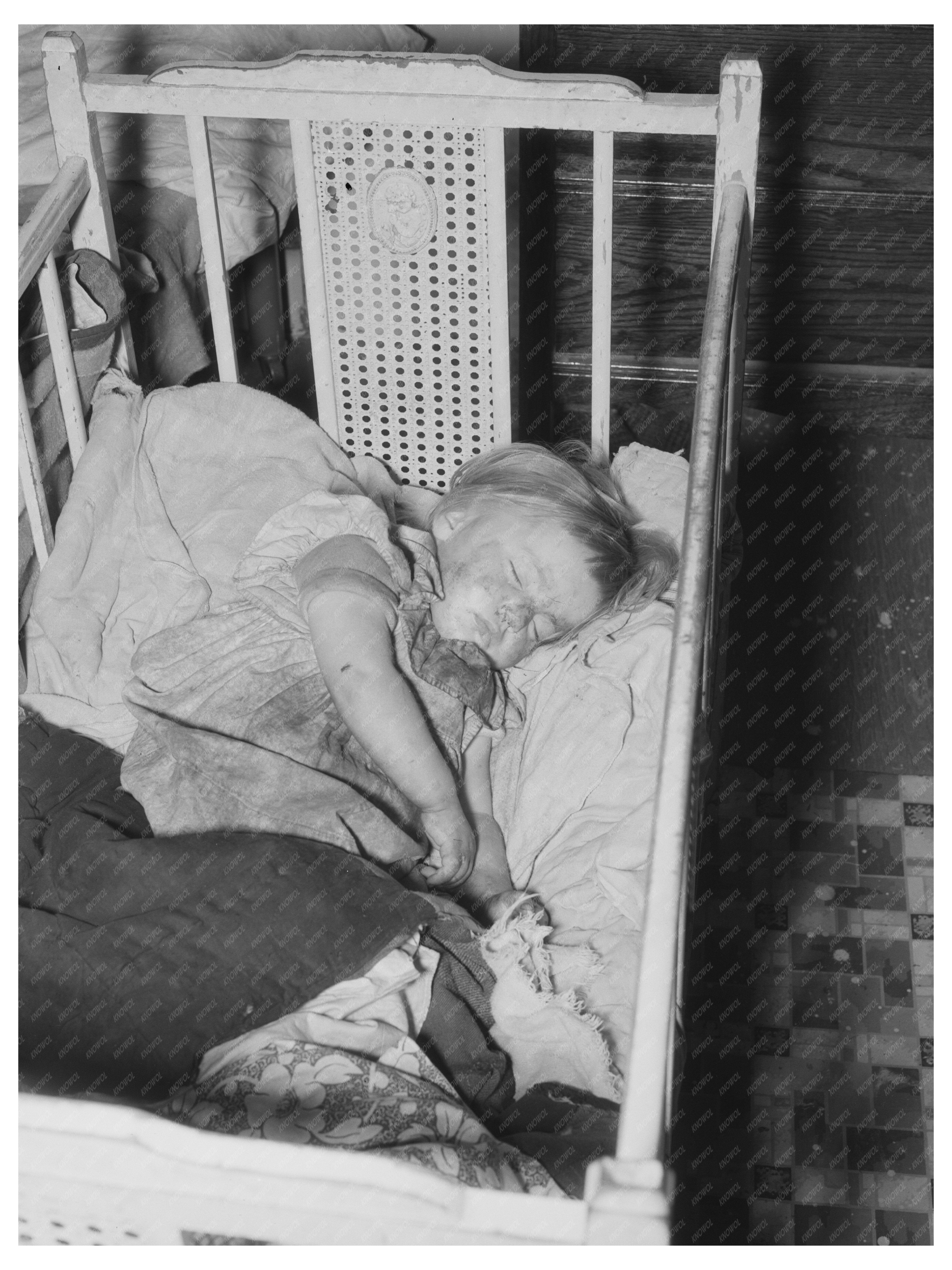 Sleeping Child in North Dakota Farm Home 1937