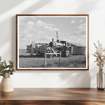 Vintage Steam Tractor and Threshing Machine North Dakota 1937