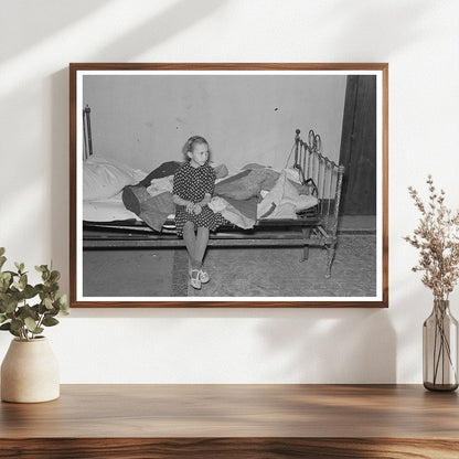 Daughter of A.O. Ryland with Quilts in 1937 North Dakota