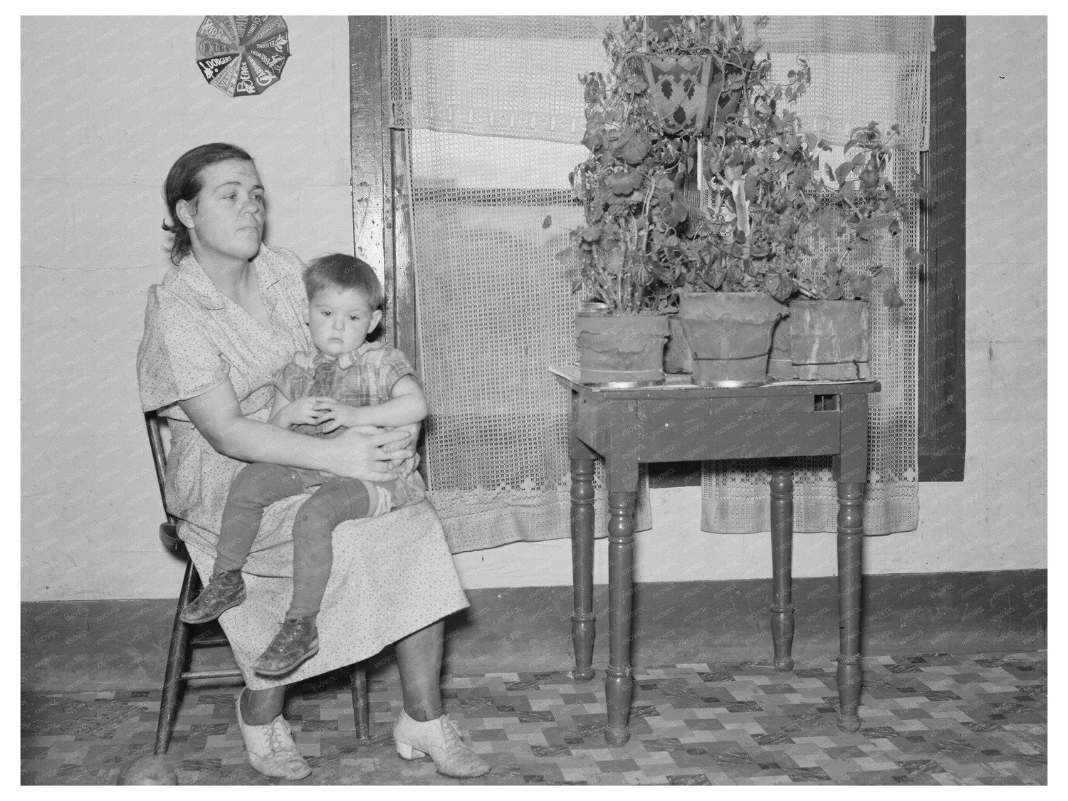 Mother and Child in North Dakota Home October 1937