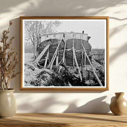 Man at Dilapidated Shack McKenzie County North Dakota 1937