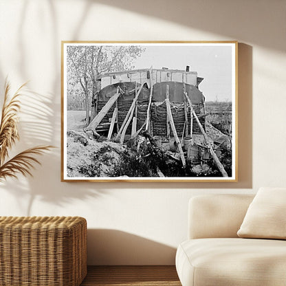 Man at Dilapidated Shack McKenzie County North Dakota 1937