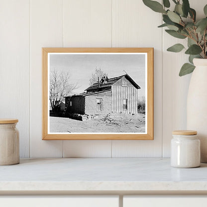 Farmer and Wife Roofing Farmhouse in North Dakota 1937