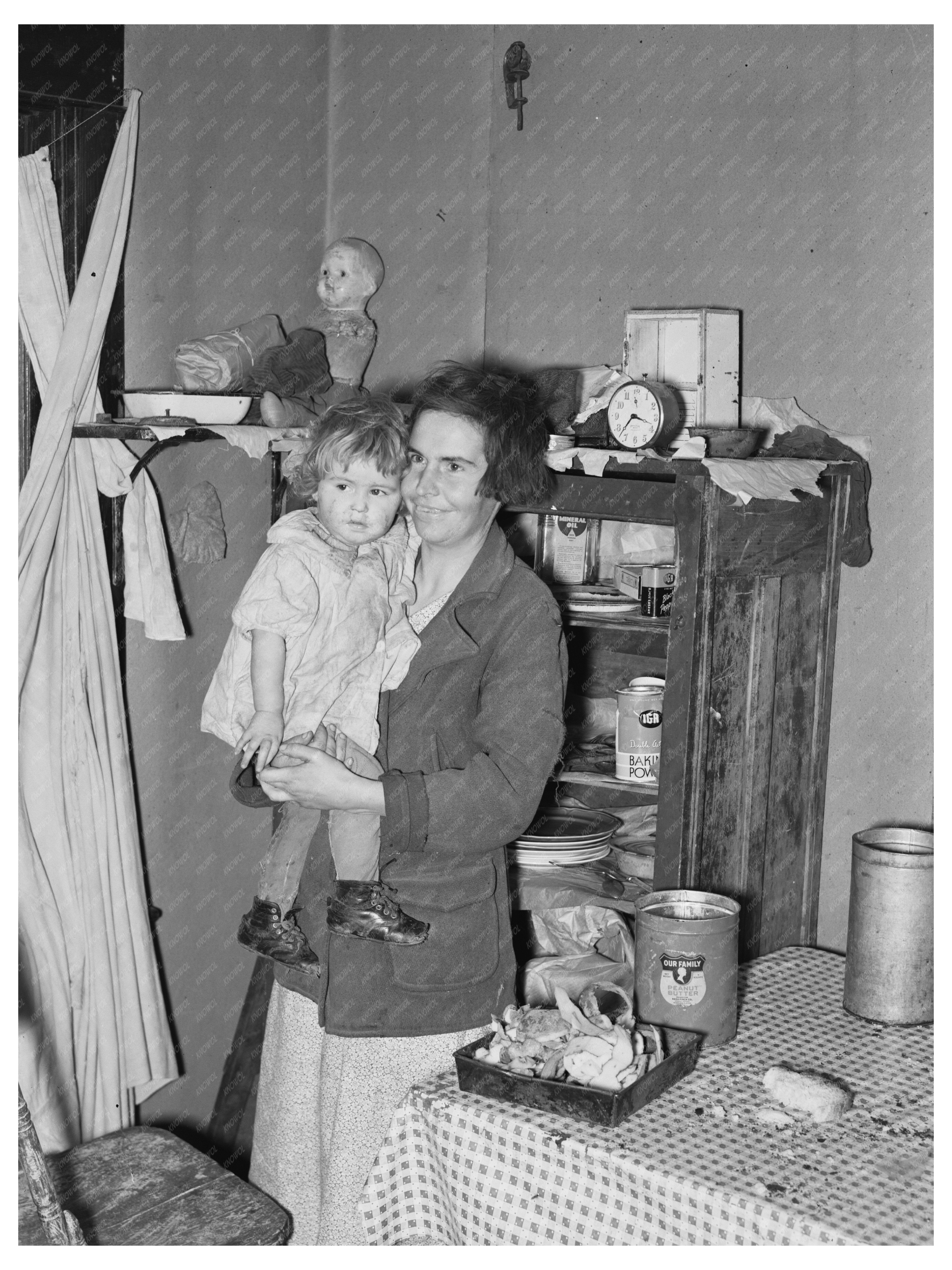 Mother and Child in Farm Home Sheridan County Montana 1937