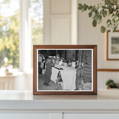 Young Girl in Kitchen Montana Farm Home 1937
