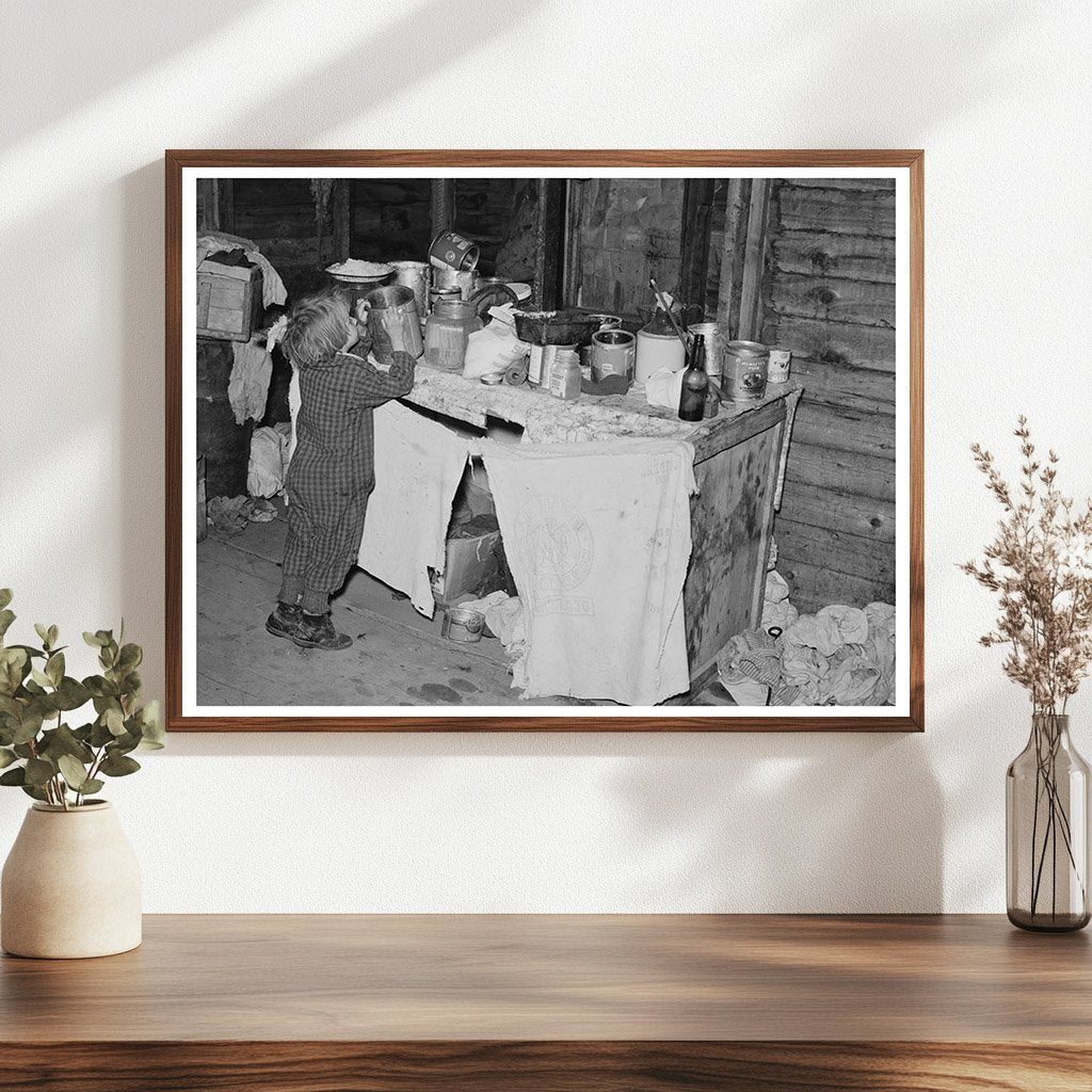 Young Girl in Kitchen Montana Farm Home 1937