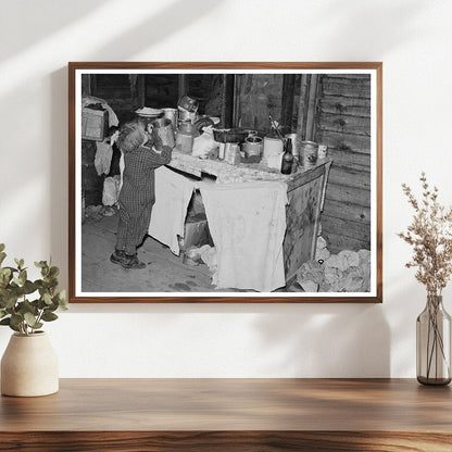 Young Girl in Kitchen Montana Farm Home 1937