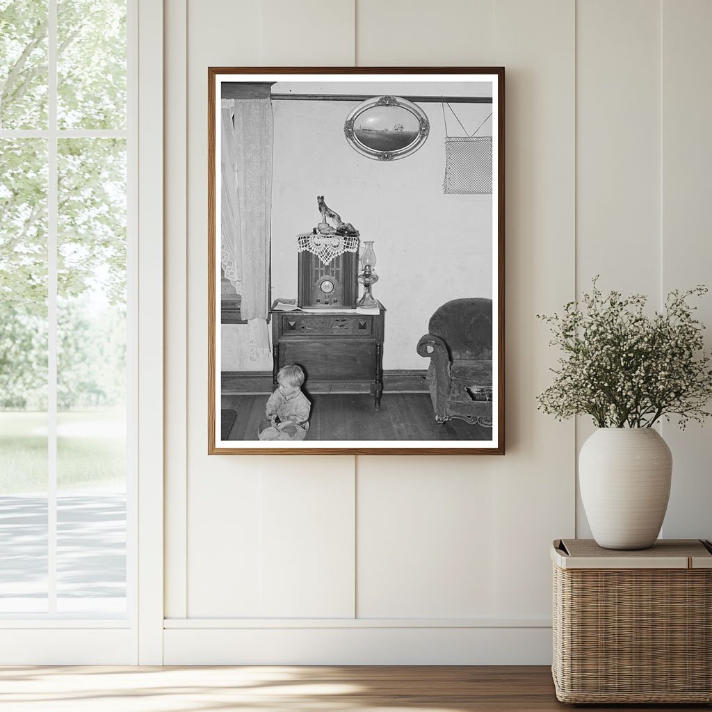 Bakke Child in 1937 North Dakota Farmhouse Living Room