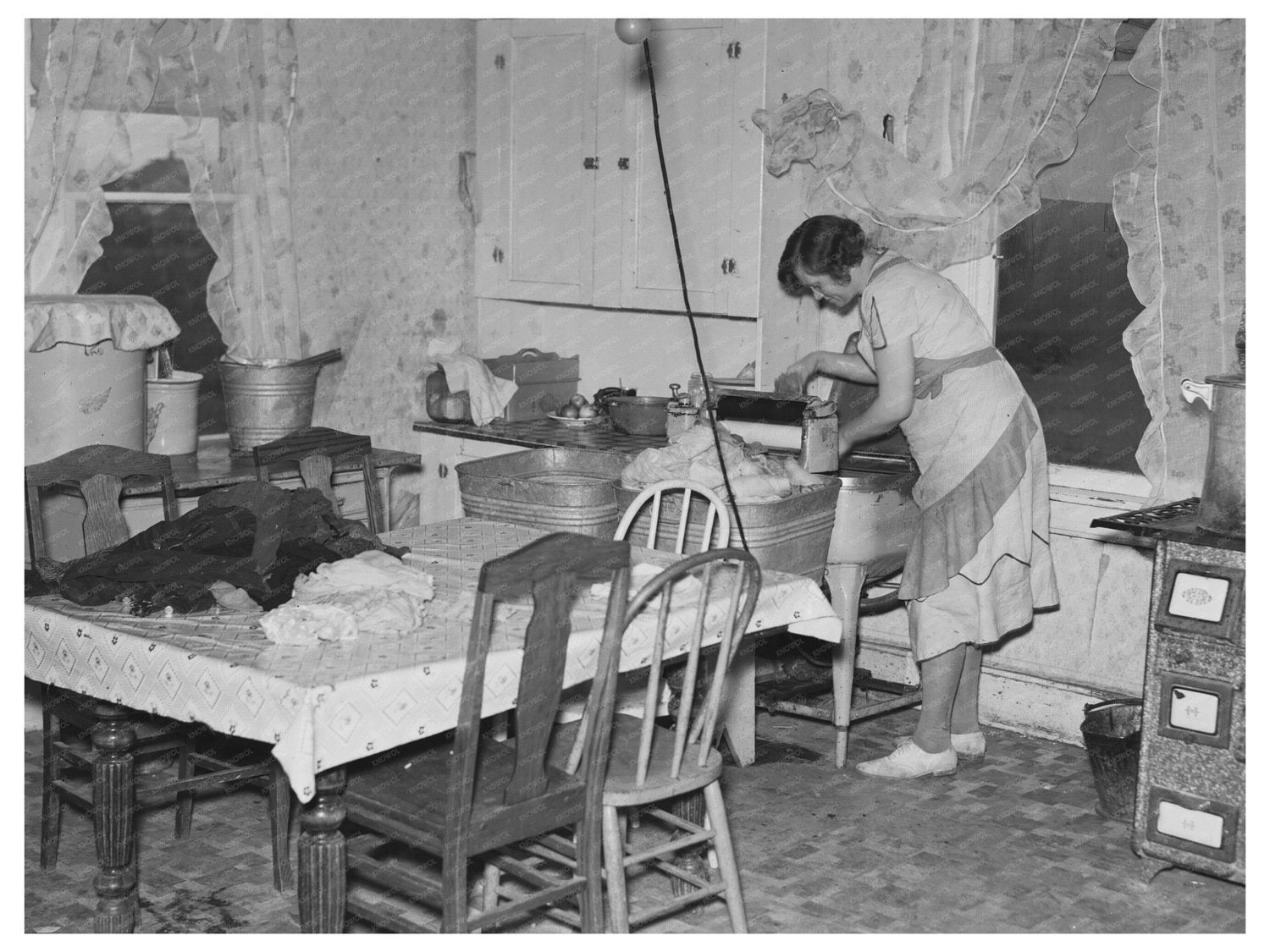 Wife Doing Laundry in Crosby North Dakota 1937