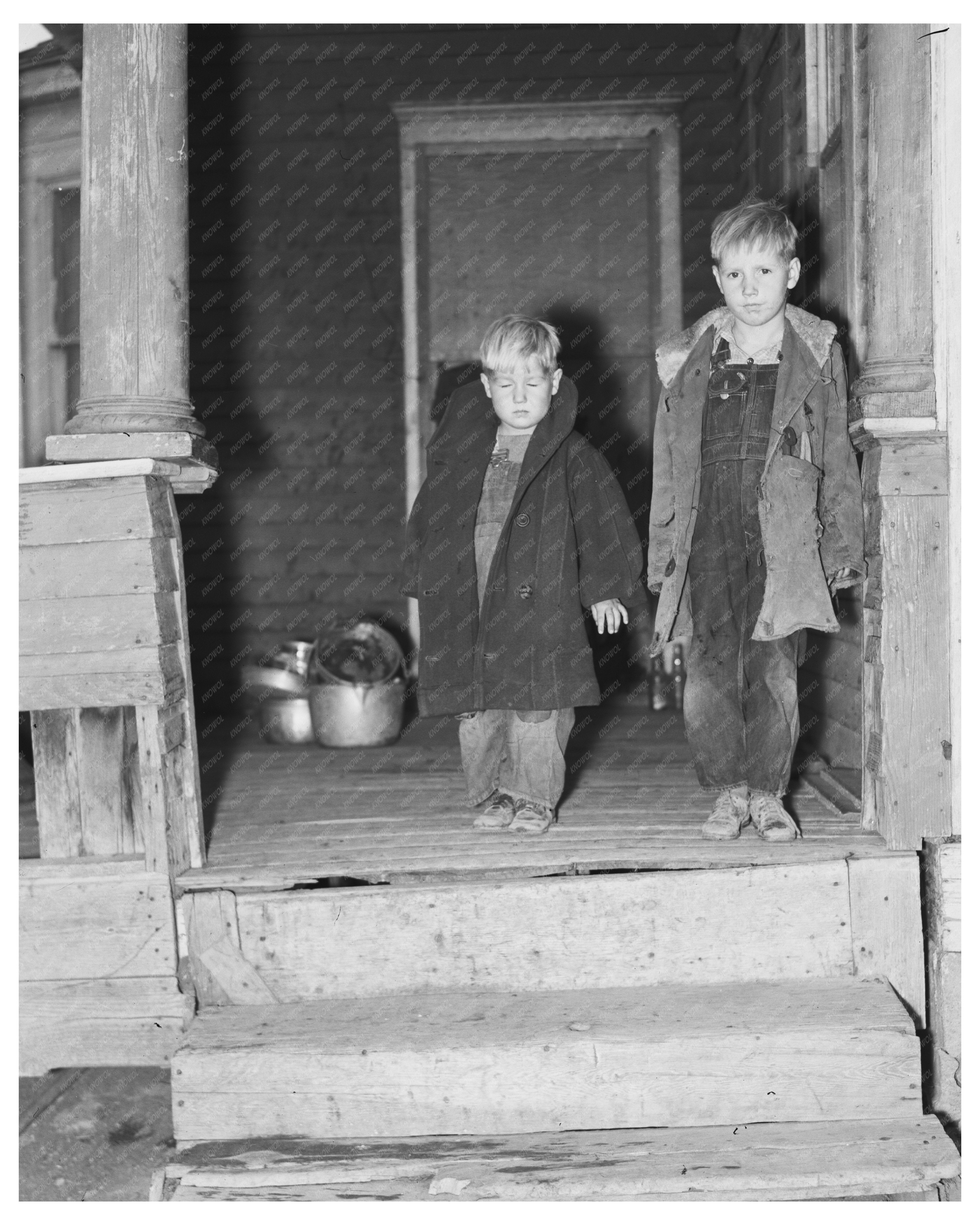Children on Porch in Crosby North Dakota November 1937