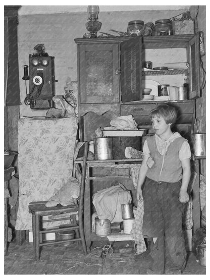 Girl in Kitchen at John Bakers Farm North Dakota 1937