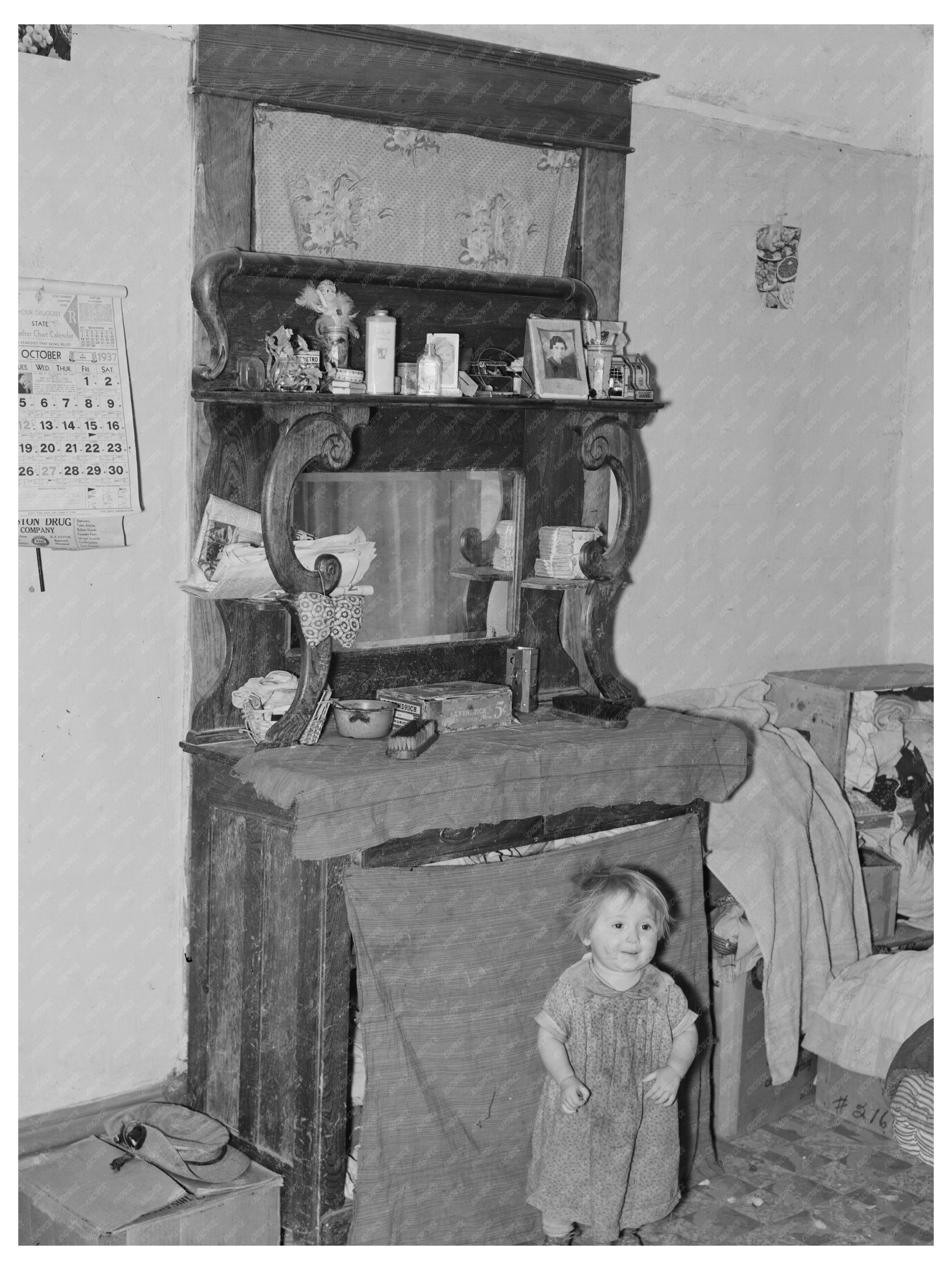 Vintage Baby in Farm Home Divide County North Dakota 1937