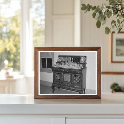 Vintage Sideboard with Cut Glass Deadwood South Dakota 1937