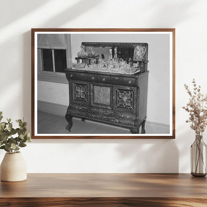 Vintage Sideboard with Cut Glass Deadwood South Dakota 1937