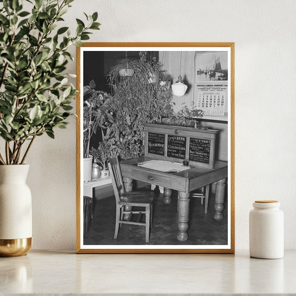 Vintage Hotel Desk in Plentywood Montana 1937