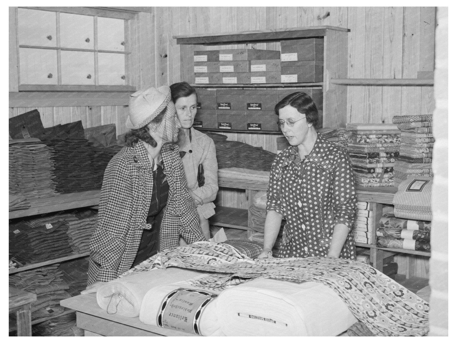 Customers Choose Yard Goods at La Forge Project 1938