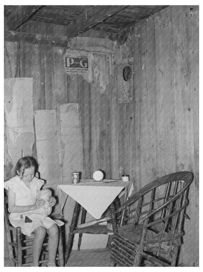 Young Girl in Vintage Living Room La Forge Missouri 1938