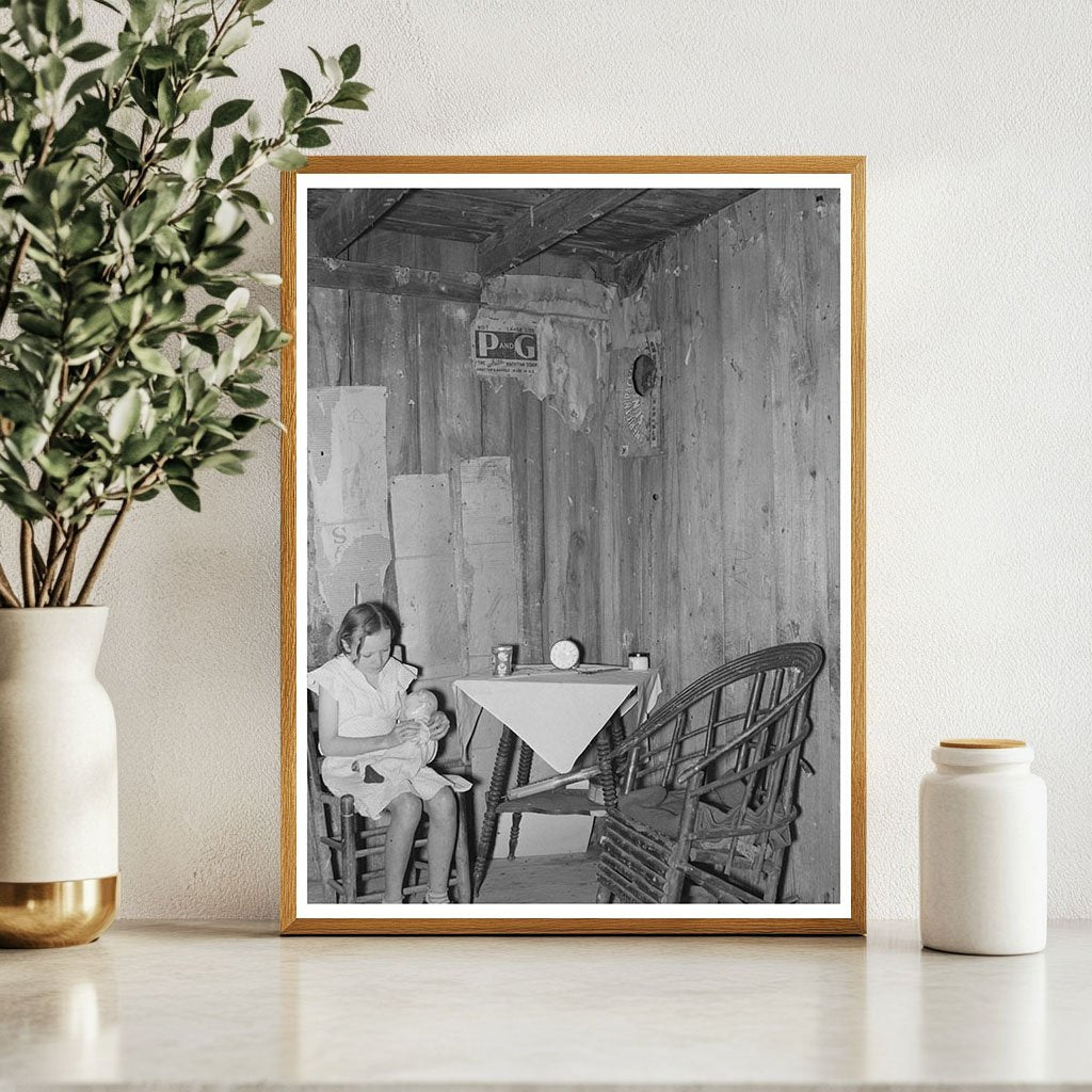 Young Girl in Vintage Living Room La Forge Missouri 1938