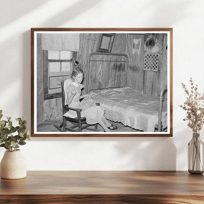 Sharecroppers Daughter Sewing in 1938 Missouri Home