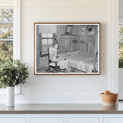 Sharecroppers Daughter Sewing in 1938 Missouri Home