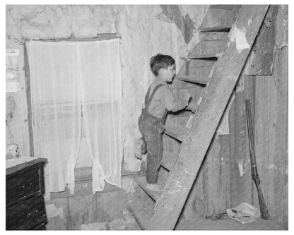 Sharecroppers Son Climbing Stairs in Missouri 1938