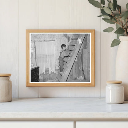 Sharecroppers Son Climbing Stairs in Missouri 1938