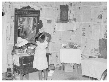Sharecropper Child Combing Hair May 1938 La Forge Missouri