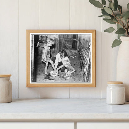 Mother Washing Daughters Feet in 1938 Sharecropper Shack