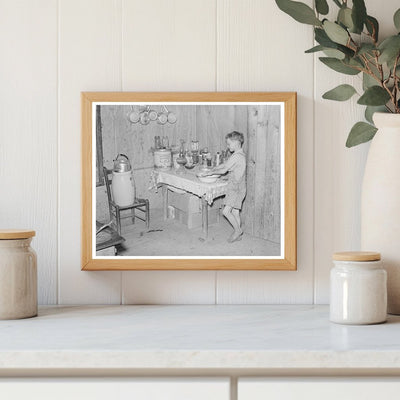 1938 Boy Washing Hands on Southeast Missouri Farm