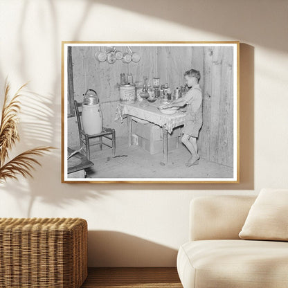 1938 Boy Washing Hands on Southeast Missouri Farm