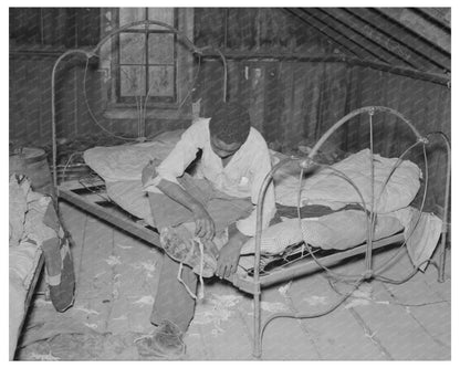 Young Boy in Attic Bedroom New Madrid County Missouri 1938