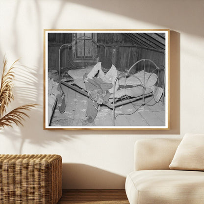 Young Boy in Attic Bedroom New Madrid County Missouri 1938