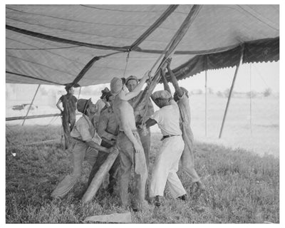 Tent Pole Setup at Lasses-White Show Sikeston 1938