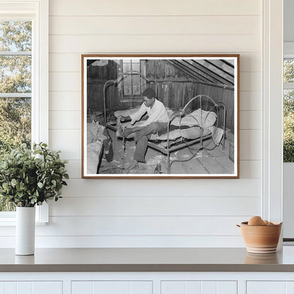 Vintage 1938 Photo of Boy in Attic of Sharecropper Shack