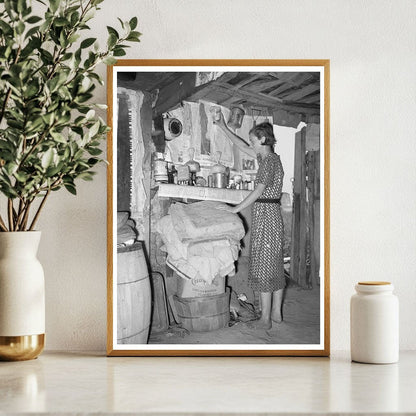 Vintage 1938 Woman in Shack at Tin Town Missouri