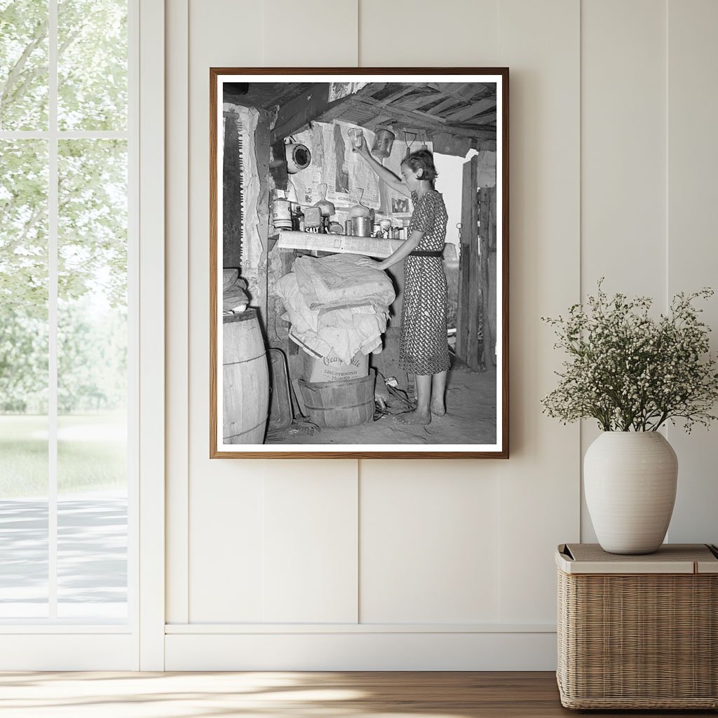 Vintage 1938 Woman in Shack at Tin Town Missouri