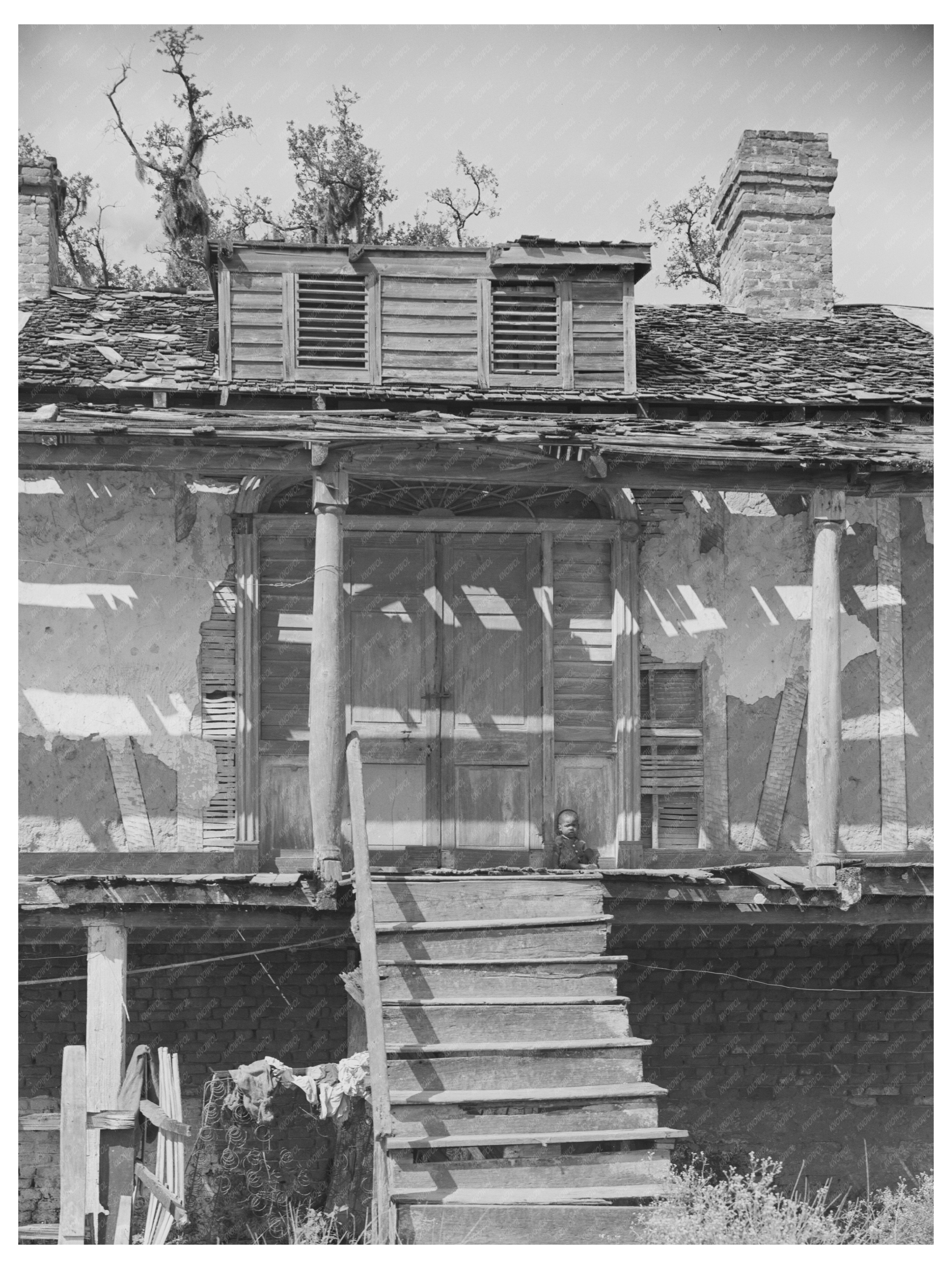 Trepagnier Plantation House Entrance Norco Louisiana 1938