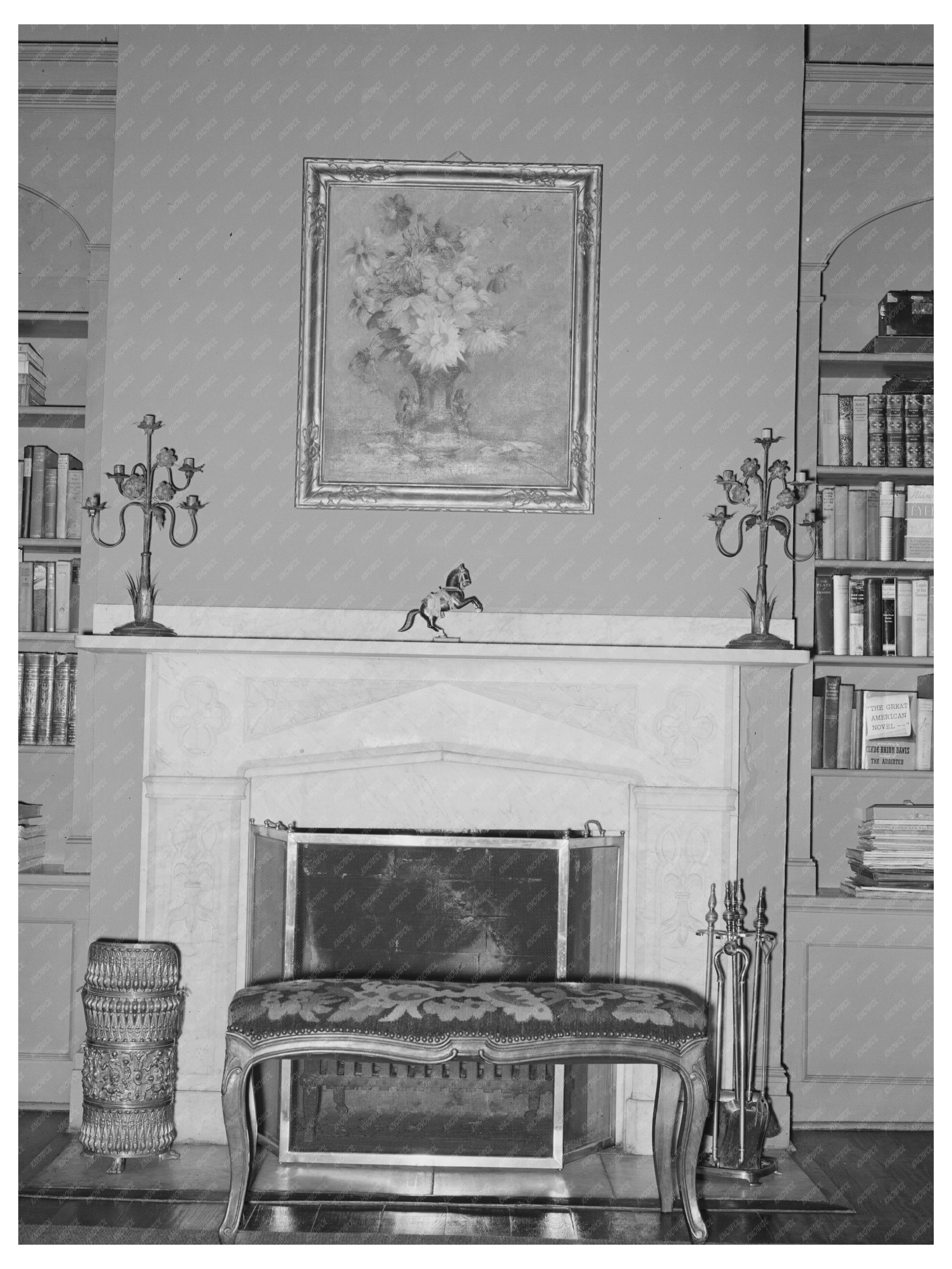 Vintage Fireplace in Plantation House New Orleans 1938