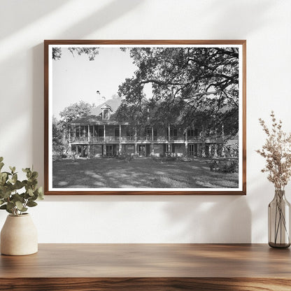 Vintage Plantation House Balcony Louisiana 1938