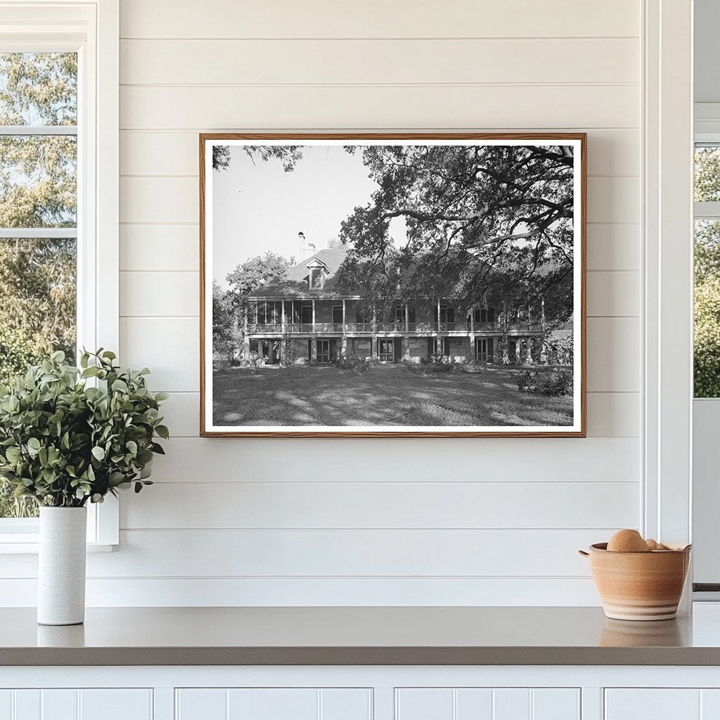 Vintage Plantation House Balcony Louisiana 1938