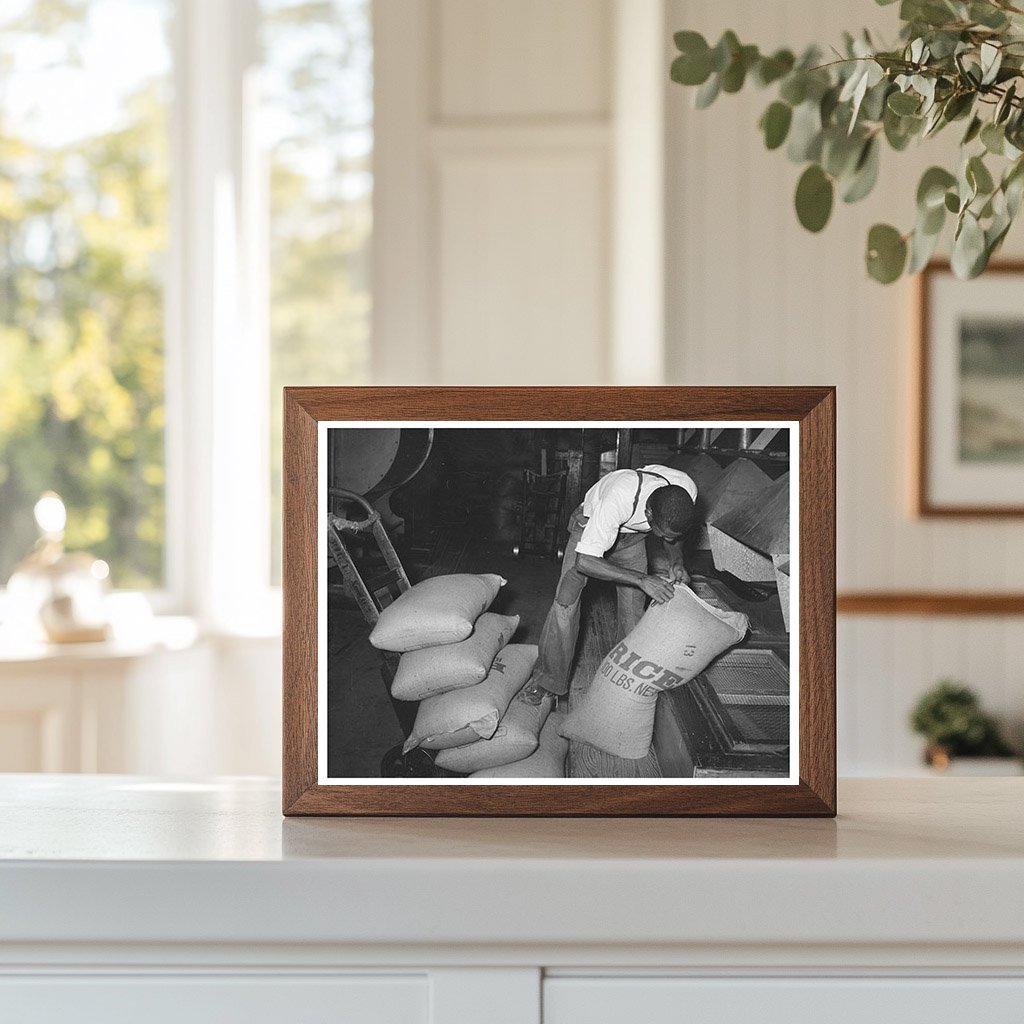 Rice Mill Worker Slitting Bag Seam Abbeville Louisiana 1938