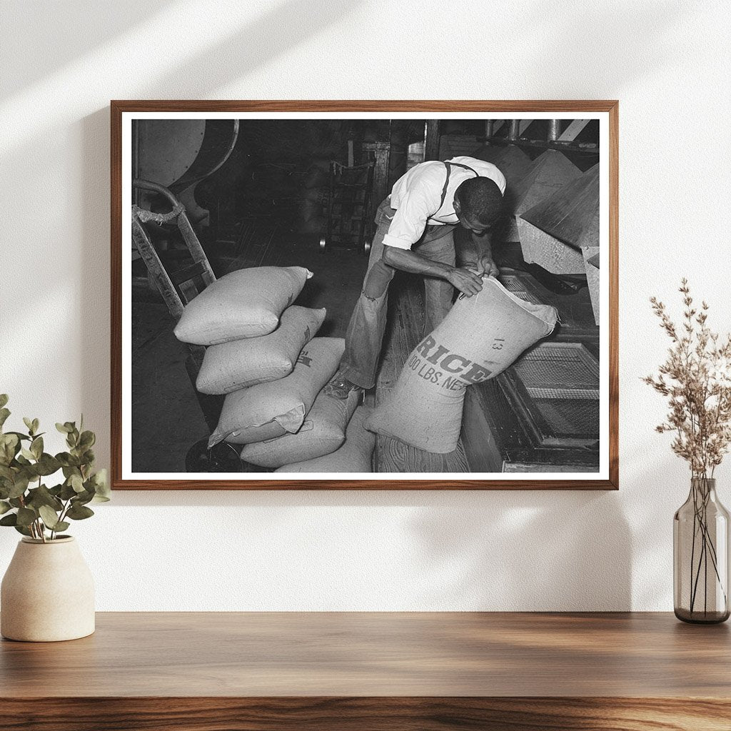 Rice Mill Worker Slitting Bag Seam Abbeville Louisiana 1938
