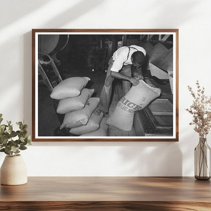 Rice Mill Worker Slitting Bag Seam Abbeville Louisiana 1938
