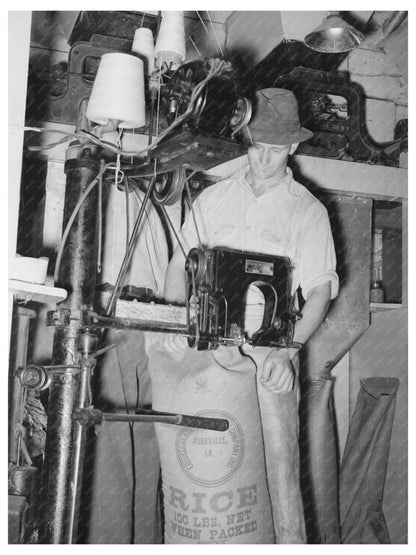 Workers Stitching Rice Bags at Louisiana Mill 1938