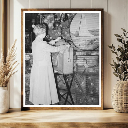 Girl Playing Slot Machine in Raceland Louisiana 1938